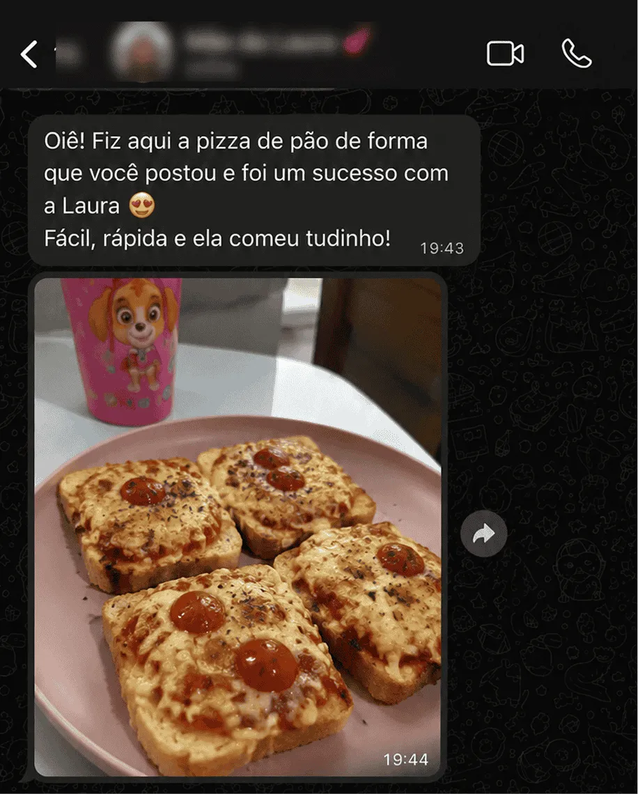 Print de depoimento 2 de mãe que usa o método